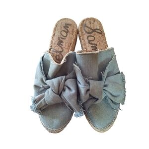 Sam Edelman Lynda Distressed Denim Espadrilles With Bow